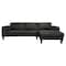 Armen Living Wynne Contemporary Sectional in Genuine Black Leather with Brown Wood Legs LCWYSEBLACK - alternate 5